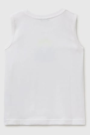 United Colors of Benetton Erkek Çocuk Logo Baskı Detaylı Yuvarlak Yaka T-Shirt Beyaz-Pembe 6-14 Yaş