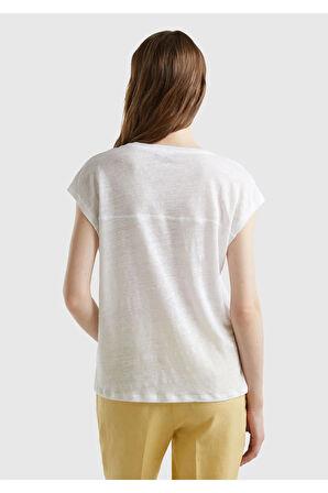 United Colors of Benetton Kadın Beyaz Tişört Model Kodu: 124P3KGQD103M