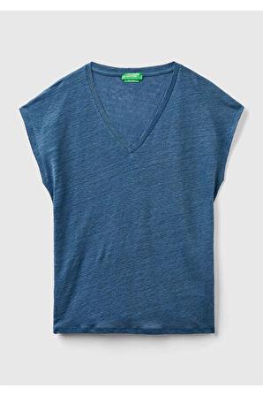 United Colors of Benetton Kadın Mavi Tişört Model Kodu: 124P3KGQD103M