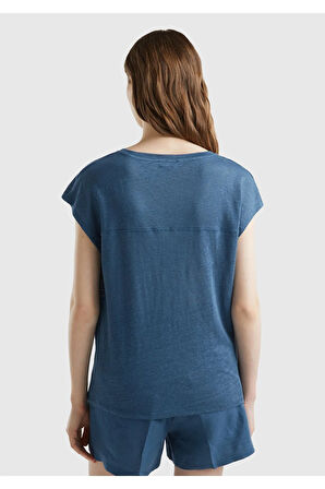 United Colors of Benetton Kadın Mavi Tişört Model Kodu: 124P3KGQD103M