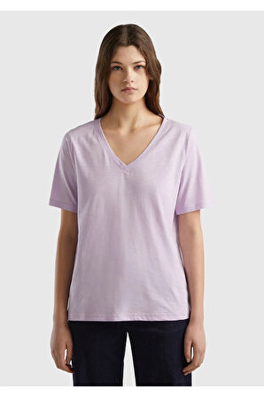 United Colors of Benetton Kadın Lila Tişört Model Kodu: 124P3BVXD400H