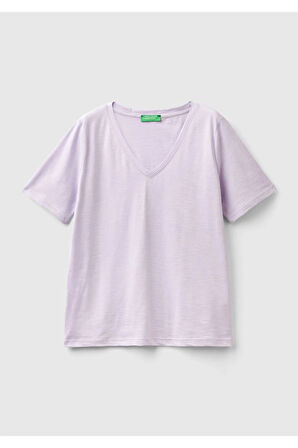 United Colors of Benetton Kadın Lila Tişört Model Kodu: 124P3BVXD400H