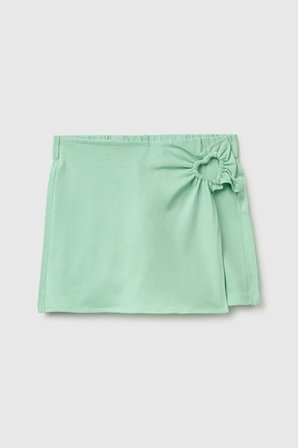 United Colors of Benetton Kız Çocuk Önü Kalp Detaylı Şort Etek Yeşil 6-14 Yaş 