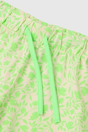 United Colors of Benetton Kız Çocuk Sarı Tamamı Baskı Detaylı Elastik Bel Kordonlu Bermuda Şort  6-14 Yaş