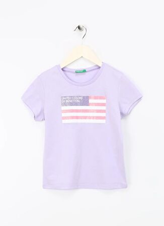 Benetton Lila Kız Çocuk T-Shirt 3I1XC10H8