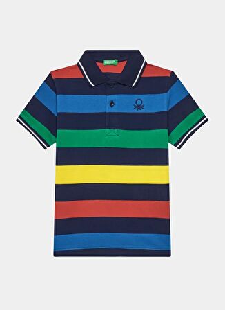 Benetton Siyah - Çok Renkli Erkek Çocuk Polo T-Shirt 3EJDC301B