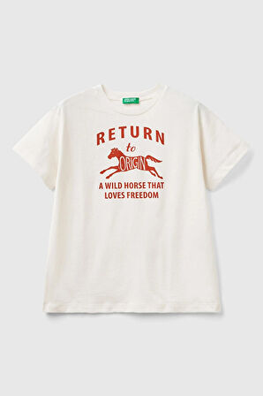 Erkek Çocuk Benetton T-Shirt - Beyaz | 8-9