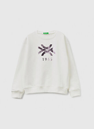 Benetton Krem Kız Çocuk Sweatshirt 3J68C10D0