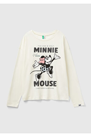 Kadın Krem Disney Baskılı T-Shirt