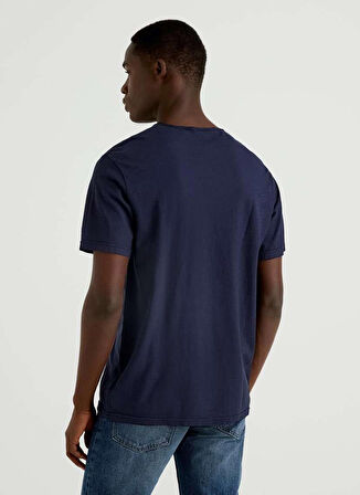 Benetton Bisiklet Yaka Lacivert Erkek T-Shirt 123P3JE1J19A5