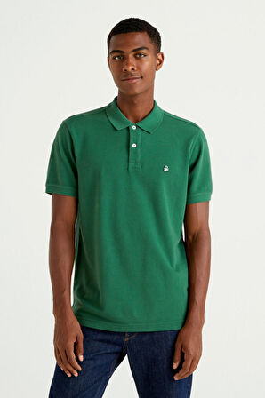 Benetton Polo Yaka Yeşil Erkek T-Shirt 123P3089J3179