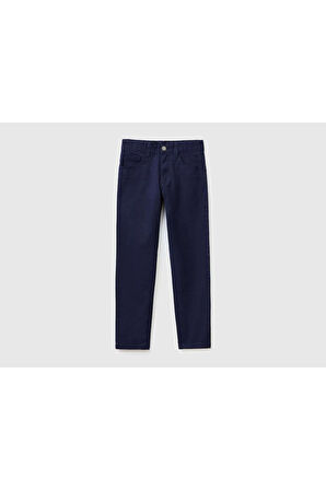 United Colors of Benetton Erkek Çocuk Lacivert 5 Cepli Gabardin Pantolon