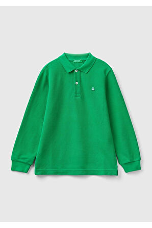 United Colors of Benetton Erkek Çocuk Yeşil Logolu Polo T-Shirt 223A3089C300K