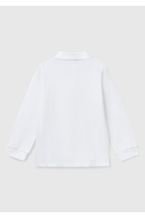 Erkek Bebek Beyaz Logolu Polo T-Shirt
