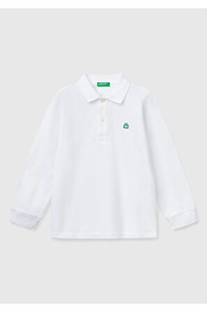 Erkek Bebek Beyaz Logolu Polo T-Shirt