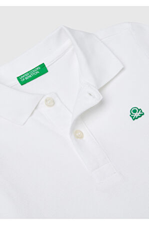 Erkek Bebek Beyaz Logolu Polo T-Shirt