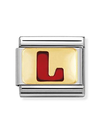 Composable Classic Dekoratif Link - Harfler Kırmızı - L - (12 L) 18K Altın