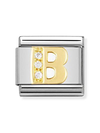 Composable Classic Dekoratif Link - Harfler CZ - B - (02 B) 18K Altın Zirkon