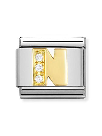 Composable Classic Dekoratif Link - Harfler CZ - N - (14 N) 18K Altın Zirkon