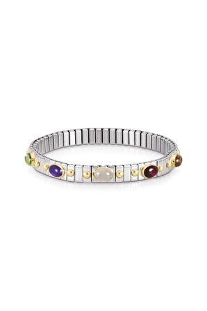Extensıon Bracelet (s) In Stainless Steel With 18k Gold And 10 Stones (011_mıxed)