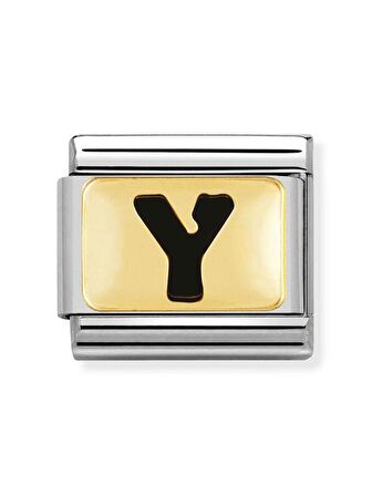 Composable Classic Dekoratif Link - Harfler Siyah - Y - (25 Y) 18K Altın