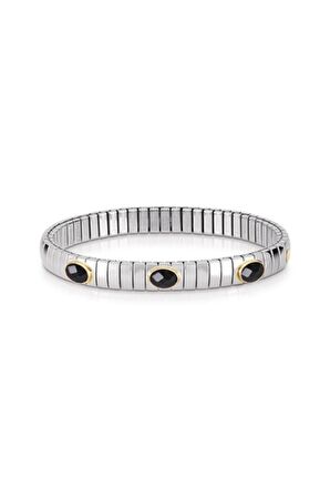 Extensıon Bracelet (s) In Stainless Steel With 18k Gold And 3 Cubic Zirconia (011_black)