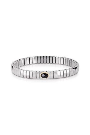 18K altın ve 1 kübik zirkonya (011_Siyah) ile paslanmaz çelik içinde EXTENSION Bileklik (ler)