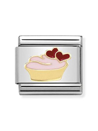 Composable Classic Dekoratif Link - Semboller - Kalpli Muffin -  18K Altın