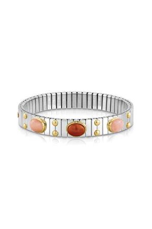 Extensıon M Bracelet In Stainless Steel With 18k Gold And 3 Stones (061_mıx 1)