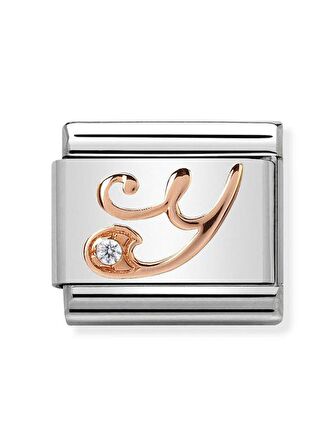 Composable Classic Dekoratif Link - Harfler - Y - (25 Y) 9K Rose Altın Zirkon