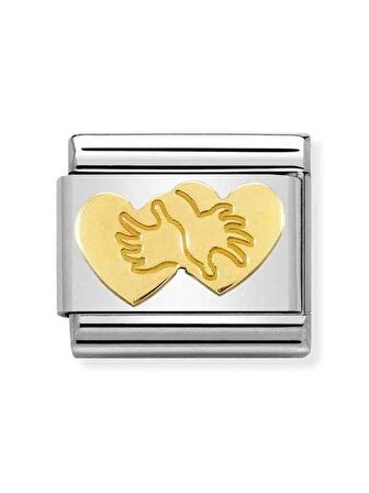 Composable Classic Dekoratif Link - Semboller - Sarılan Kalpler -  18K Altın