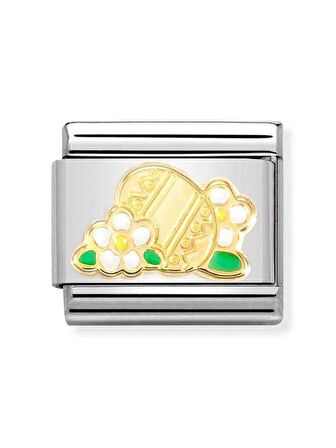 Composable Classic Dekoratif Link - Semboller - Paskalya Çiçekleri Yumurtalar -  18K Altın