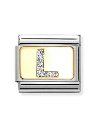Composable Classic Dekoratif Link - Harfler Pırıltılı - L - (12 L) 18K Altın