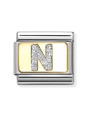 Composable Classic Dekoratif Link - Harfler Pırıltılı - N - (14 N) 18K Altın