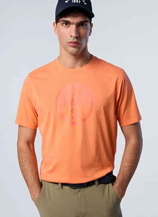 North Sails Turuncu Erkek Regular Fit Logo Baskılı T-Shirt NS0000692972