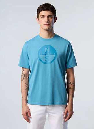 North Sails Mavi Erkek Regular Fit Logo Baskılı T-Shirt NS0000692972