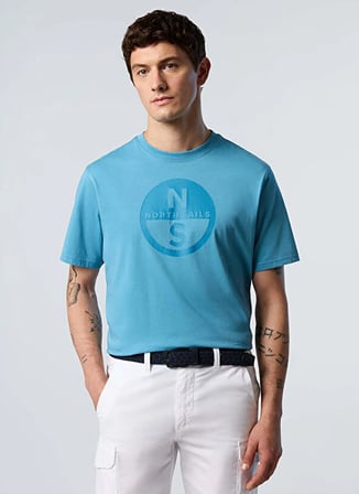North Sails Mavi Erkek Regular Fit Logo Baskılı T-Shirt NS0000692972