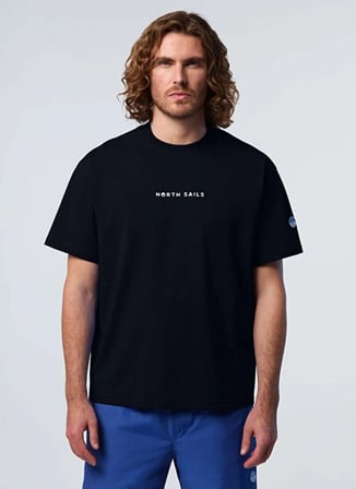 North Sails Siyah Erkek Regular Fit Logo Baskılı T-Shirt NS0000693029