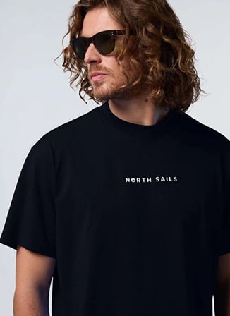 North Sails Siyah Erkek Regular Fit Logo Baskılı T-Shirt NS0000693029