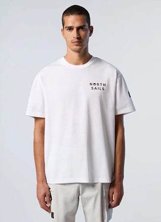 North Sails Beyaz Erkek Regular Fit Logo Baskılı T-Shirt NS0000693042