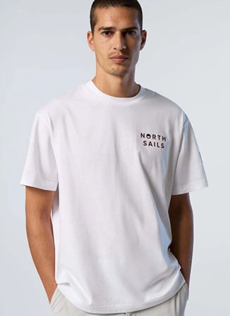 North Sails Beyaz Erkek Regular Fit Logo Baskılı T-Shirt NS0000693042