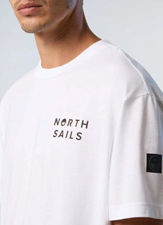 North Sails Beyaz Erkek Regular Fit Logo Baskılı T-Shirt NS0000693042