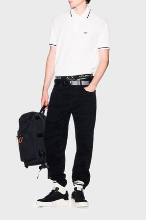 Armani Exchange Pamuklu Regular Fit Logolu Düğmeli Polo Erkek POLO XM002356 AF13026 U0009 BEYAZ