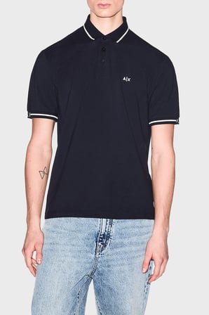 Armani Exchange % 100 Pamuk Regular Fit Şerit Detaylı Polo Erkek POLO XM002356 AF13026 UB101 LACİVERT