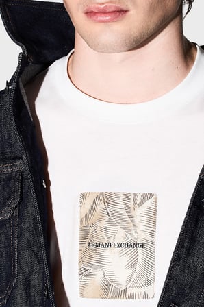 Armani Exchange Baskılı Pamuklu Regular Fit Bisiklet Yaka T Shirt Erkek T SHİRT XM002501 AF10356 U0009 EKRU