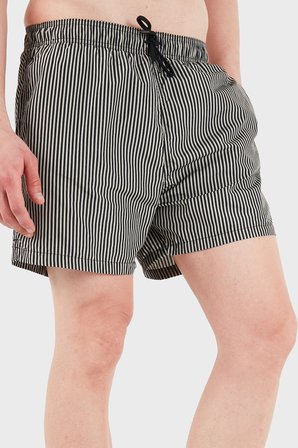 Emporio Armani Çizgili Mayo Short Erkek DENİZ ŞORTU EM000583 AF20445 F1039 SİYAH-BEJ