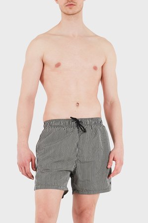 Emporio Armani Çizgili Mayo Short Erkek DENİZ ŞORTU EM000583 AF20445 F1039 SİYAH-BEJ