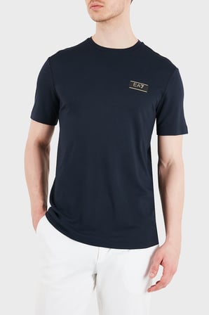 EA7 logolu Regular Fit Yuvarlak Yaka T Shirt Erkek T SHİRT 7M001331 AF13739 UB102 LACİVERT