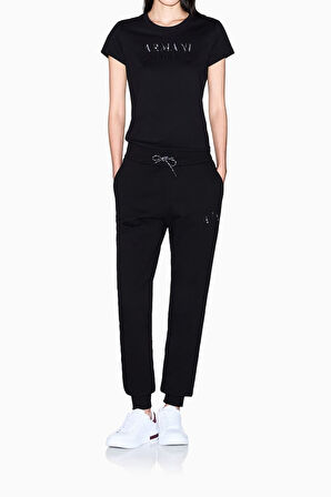 Kadın Regular Fit Baskı Logolu Jogger Eşofman Altı - Siyah | S