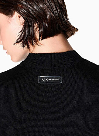Armani Exchange Dik Yaka Düz Siyah Uzun Kadın Elbise XW001308